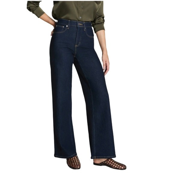Lane Bryant Denim - Lane‎ Bryant Flex Magic Waistband Mid-Rise Wide Leg Jeans Dark Wash Blue Size 14